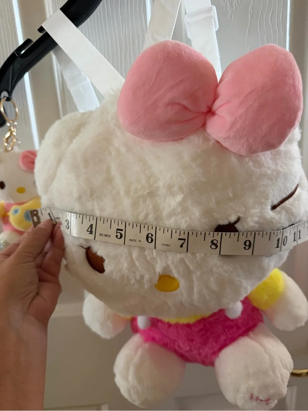 Hello Kitty Plush Backpack in White, Pink and Yellow
